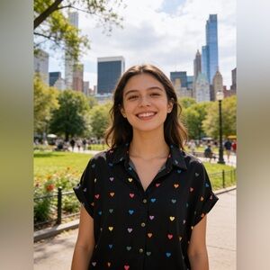 Ladies Unbranded Colorful Heart Patterned Women's Top (inv# 150)